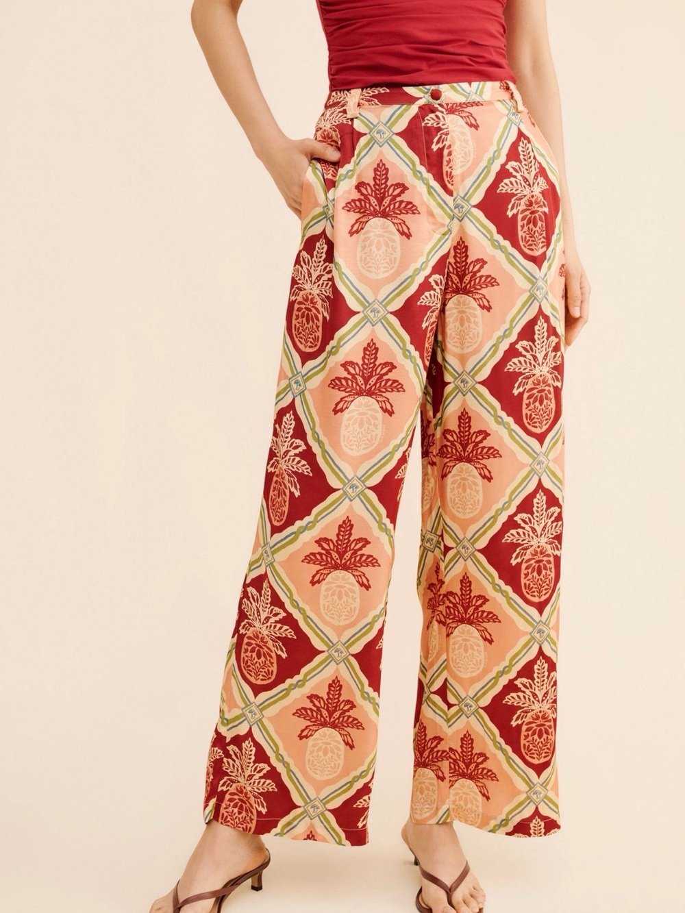 FARM Rio Pineapple Wide Leg Pants